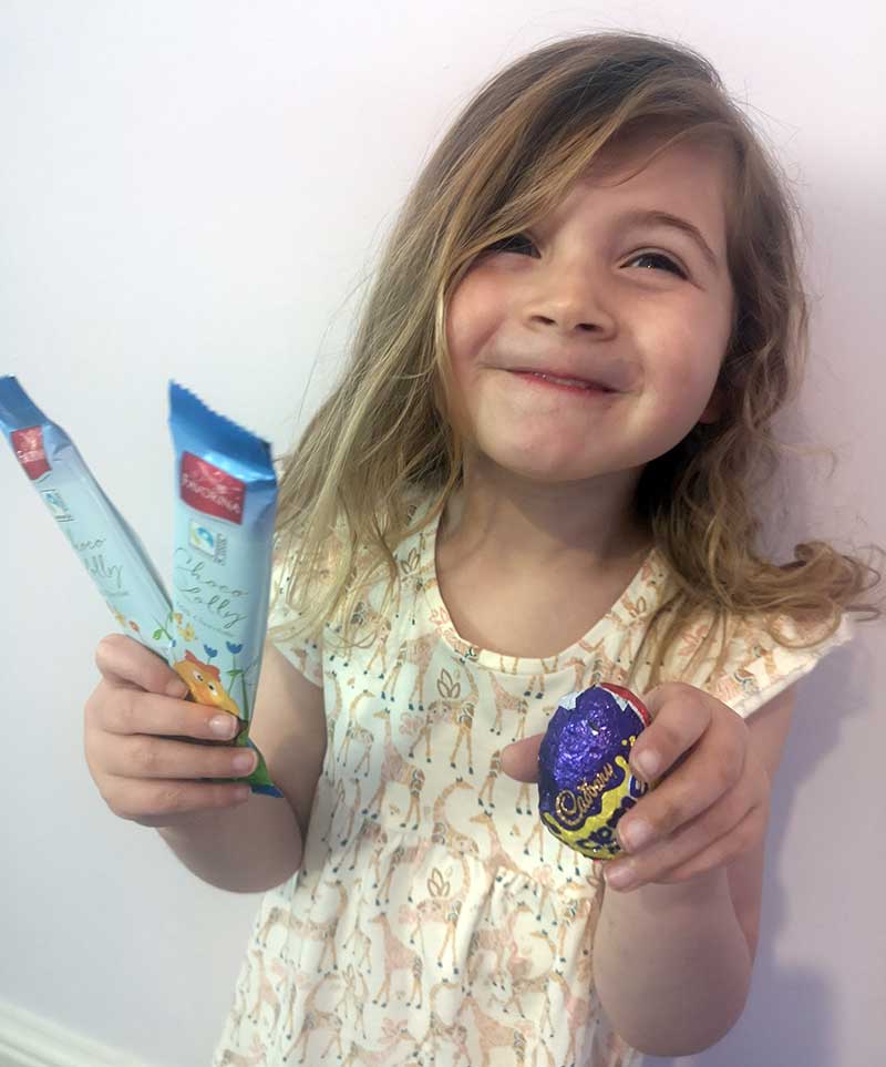 Evelyn Bennett, aged 4, squealed with delight when she discovered her Easter treat.